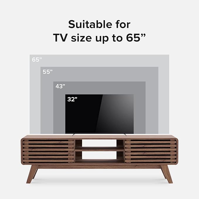 mopio Ensley TV Stand, Mid Century Modern for 55/60/65 inch TV, Farmhouse TV Stand, Entertainment Center with Storage, TV and Media Console for Living Room (Walnut, 59 inch Low)