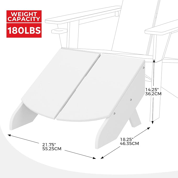 Costaelm Seaview Modern HDPE Plastic Folding Patio Adirondack Ottoman, White