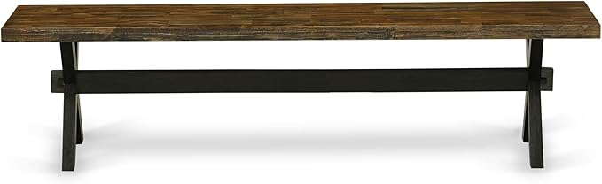East West Furniture XB677 X-Style Modern Dining Bench with Wood Seat, 72x15x18 Inch, Multi-Color