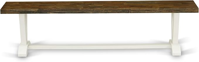 East West Furniture VB077 V-Style Modern Dining Room Bench with Wooden Seat, 72x15x18 Inch, Multi-Color
