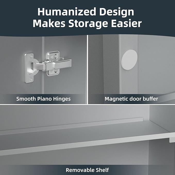 Bathroom Medicine Cabinet with Mirror 16 x 24 Inch, Silver Medicine Cabinet Recessed or Surface Wall-Mounted, Mirrored Cabinets with 2 Adjustable Shelves for Bathroom Vanity