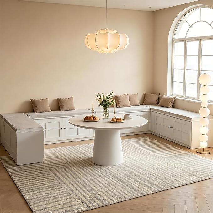 U-Shape Storage Bench with Cushion, Farmhouse Corner Dining Bench, Kitchen Breakfast Nook Bench with Hidden Storage, Convertible to Two L-Shapes, White for Dining Room Entryway Cloakroom