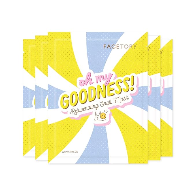 FACETORY Kビューティー フェイスマスク スキンケア - OH MY GOODNESS REJUVENATING SNAIL シートマスク（カタツムリエッセンス＆ヒアルロン酸配合）｜保湿（5枚パック）