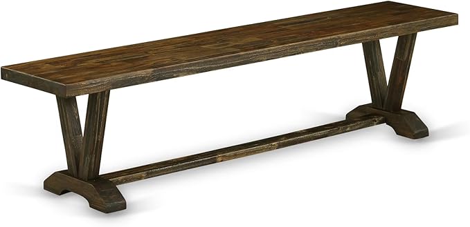 East West Furniture VB777 V-Style Dining Bench with Wooden Seat, 72x15x18 Inch, Multi-Color