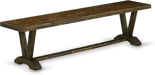East West Furniture VB777 V-Style Dining Bench with Wooden Seat, 72x15x18 Inch, Multi-Color