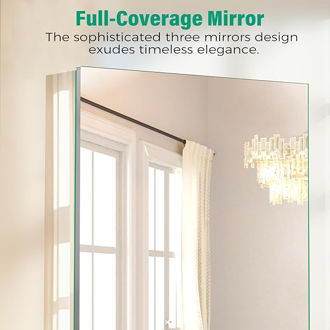 16 x 24 Inch Medicine Cabinet Mirror,Bathroom Mirror Cabinet with Adjustable Shelves,Aluminum Silver Medicine Cabinets for Bathroom,Recessed or Wall Mounted Medicine Cabinets