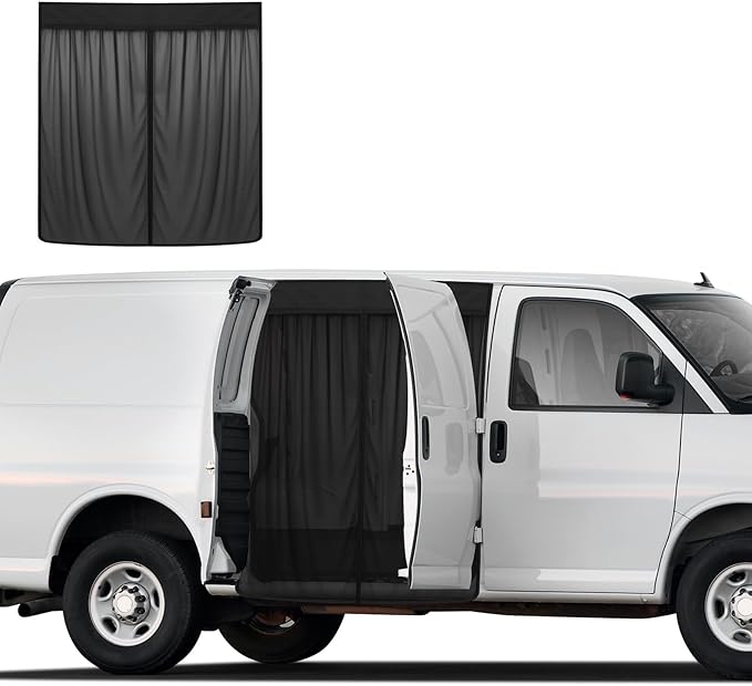 Magnetic Van Screen for Chevrolet Express/GMC Savana 1996-2025 - Mosquito Net with Zipper for Sliding Door - 55" H x 51" W