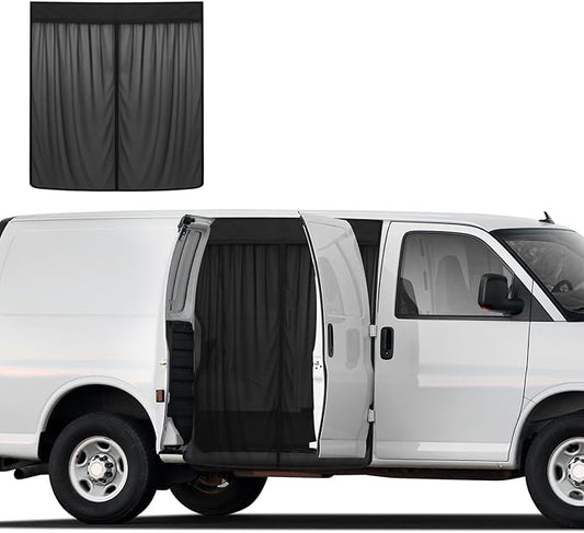 Magnetic Van Screen for Chevrolet Express/GMC Savana 1996-2025 - Mosquito Net with Zipper for Sliding Door - 55" H x 51" W