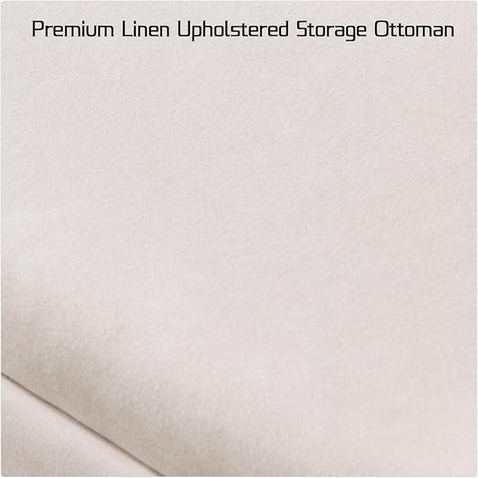 51.5" Bench for Bedroom End of Bed Storage Bench, Upholstered Linen Storage Ottoman with Rolled Arms for Bedroom, Living Room, Entryway, Beige