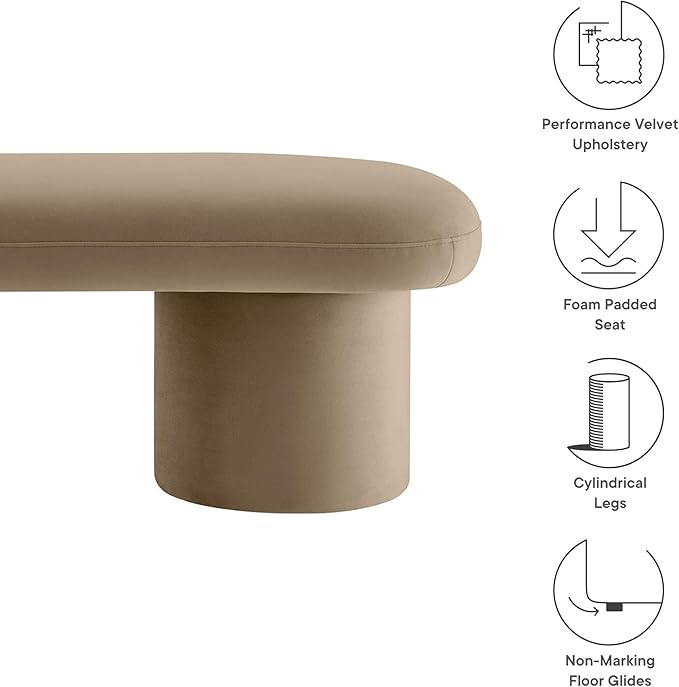 Modway Orla Performance Velvet Upholstered Bench in Taupe