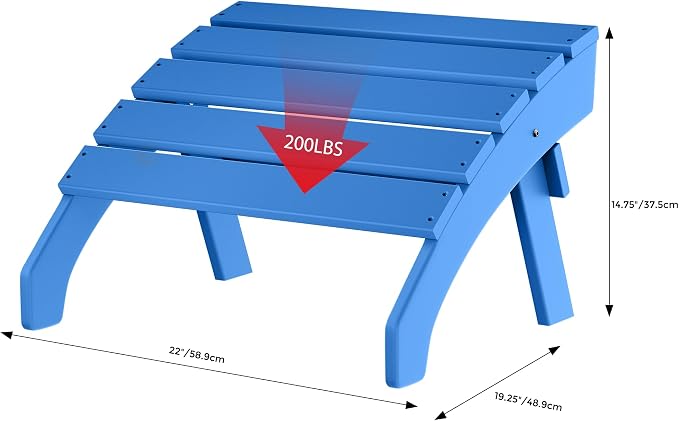 Costaelm Adirondack Chair Footrest, Patio Footstool, Ottoman Outdoor Foot Rest for Patio Waterproof, Adirondack Ottoman Patio Footstool, Pacific Blue