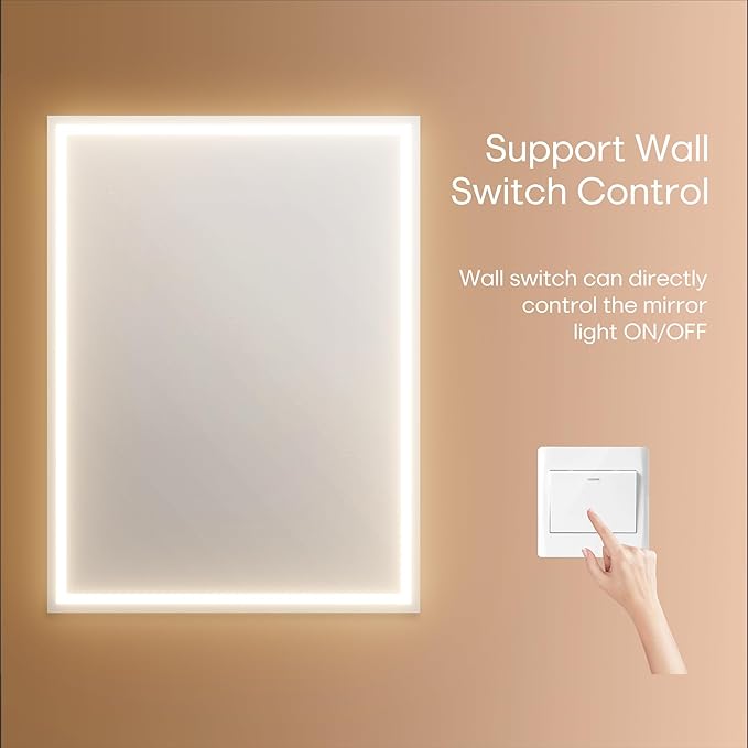 28x20 inch LED Lighted Medicine Cabinet with Mirror, Moisture-Resistant Wood, Stepless Dimmable, 3000K/5500K, Defogger, Adjustable Shelf, Flat-Pack Design – Assembly Required, Black
