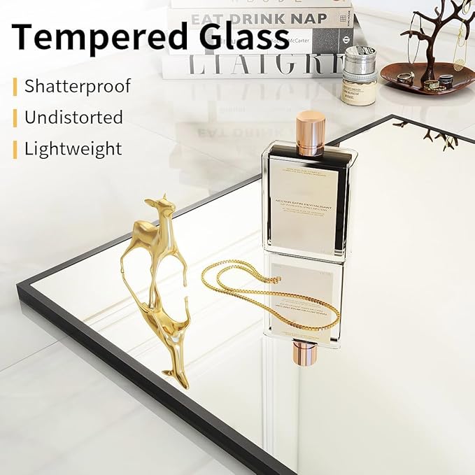 VooBang Mirror Full Length, 21" x 64" Floor Mirror with Stand, Aluminum Alloy Frame Full Body Mirror, Standing Hanging or Leaning Against Wall for Bedroom and Living Room, Black