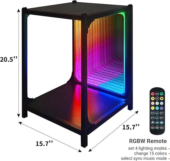 FUSLITE Storage Cabinet with LED Infinity Mirror Light, RGBW Display Cabinet with Adjustable Color Temp for Bedroom Gaming Room Decor (One Cabinet)