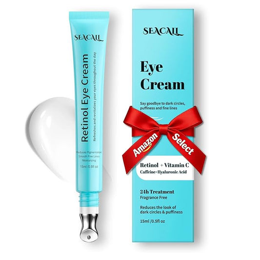 Retinol Eye Cream - Anti Aging Under Eye Cream with Hyaluronic Acid & Caffeine, Eye Serum for Dark Circles & Puffiness, Reduces Wrinkles & Repairs Eye Area (15ml)