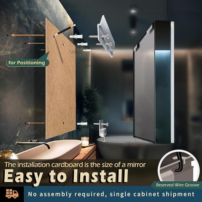 KWW LED Lighted Bathroom Medicine Cabinet with Sockets & USBs, Defogger, Dimmable, 3 Color Light Makeup Mirror, Easy to Install, Wall Mounted Cabinet (2 door-31 * 28)