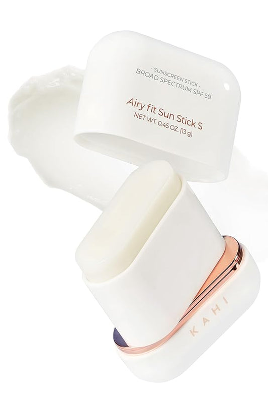 KAHI Airy Fit Sun Stick S - SPF 50+ Triple Functional Broad Spectrum Face Sunscreen Stick - Waterproof, Sweatproof & Sandproof - Ultra-Lightweight & Non-Greasy Sun Shield - Korean Skin Care 0.45 oz