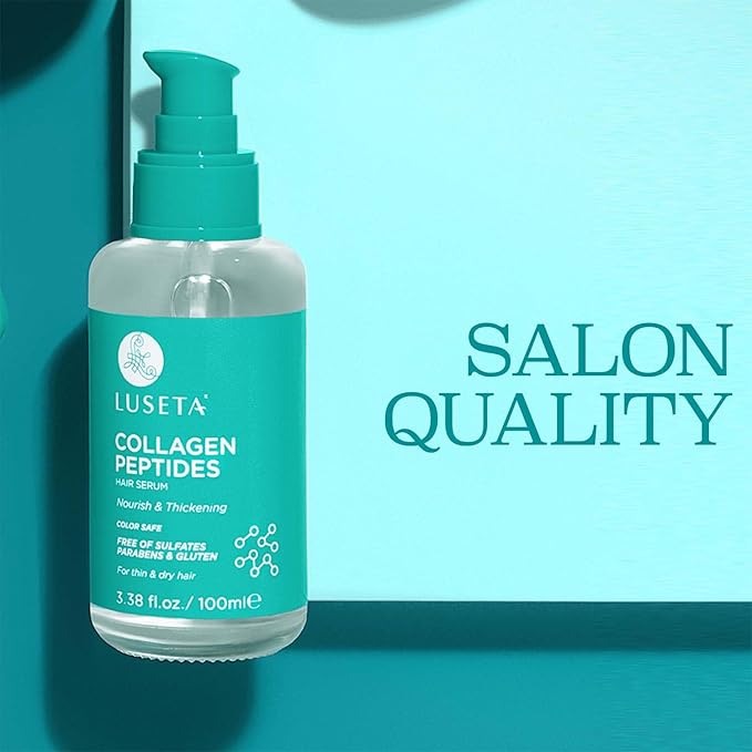 Luseta Collagen Peptides Hair Oil Strenghten and Moisturize for Thin & Dry Hair, Promote Thickness,Reduce Breakage and Restore Damaged Hair 3.38oz