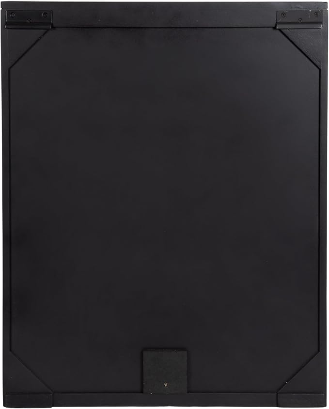 Kate and Laurel Mezzeta Decorative Modern Two-Door Floating Bathroom Cabinet; 22 x 7 x 28; Black; Decorative Over Toilet Storage Cabinet Made from Solid Mango Wood with Slatted Chevron Design