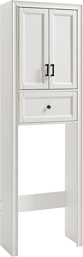Crosley Furniture Tara Over The Toilet Storage Cabinet and Bathroom Organizer with a Drawer and Shelves, Vintage White