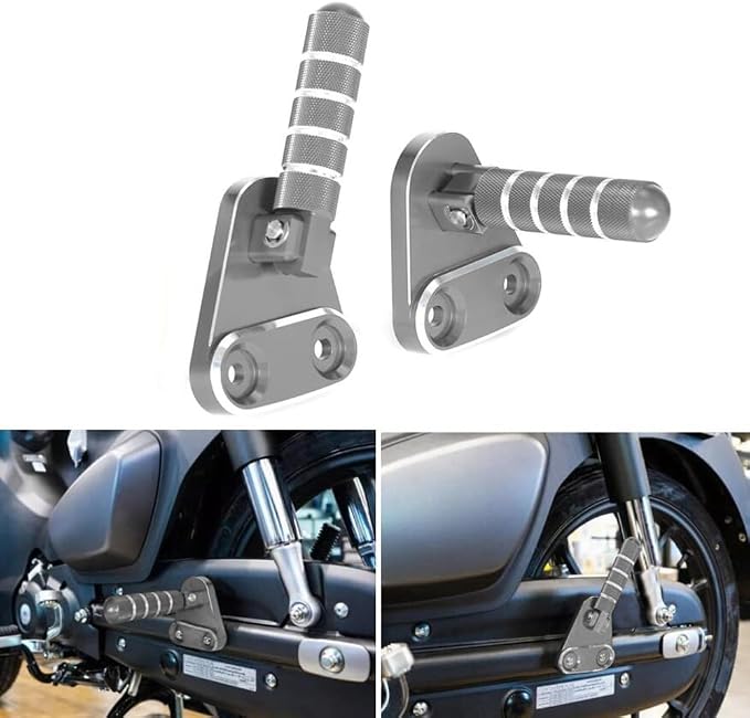 SUPER CUB C125 CNC Rear Folding Step Passenger Footrest Pedal Pegs Compatible with Super Cub 125 JA48 JA58 2018-2024 (Titanium)