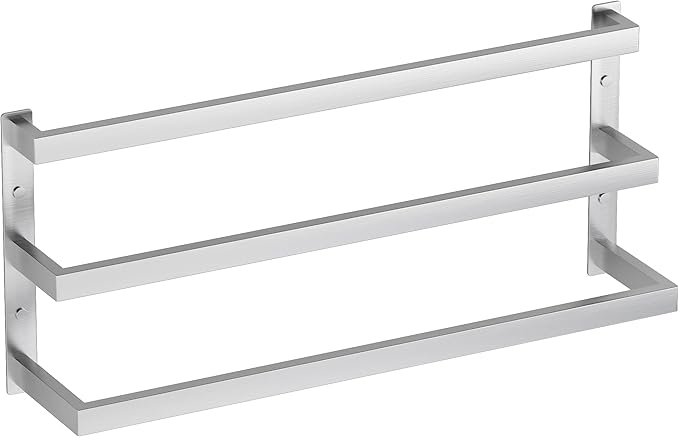 SEIDO 30 Inch 3-Tier Towel Rack, Heavy Duty Square Ladder Design Towel Bar Wall Mounted, Brushed Nickel 304 Stainless Steel Rustproof Towel Holder for Bathroom, Kitchen, Laundry