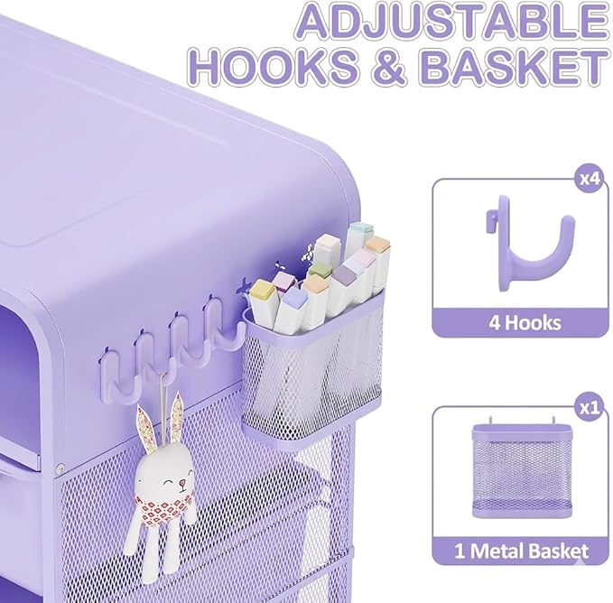 SYKIARIOL Kids Nightstand,Girls Bedside Table,Night Side Table,Kids Night Stand,End Tables Bedroom,Purple Cute Nightstand with Storage Drawer for Girls