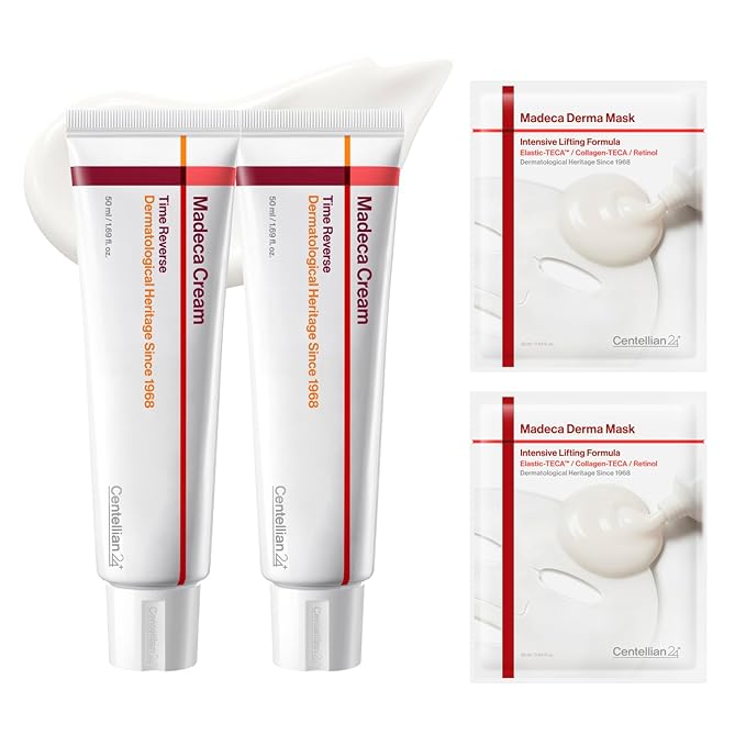 CENTELLIAN 24 Madeca Cream Time Reverse 50ml (2pcs) + Intensive Lifting Mask (2ea) Signature Edition - Cica Anti Aging for Wrinkles, Firming and Centella Asiatica for Sensitive Skin, Korean Skin Care