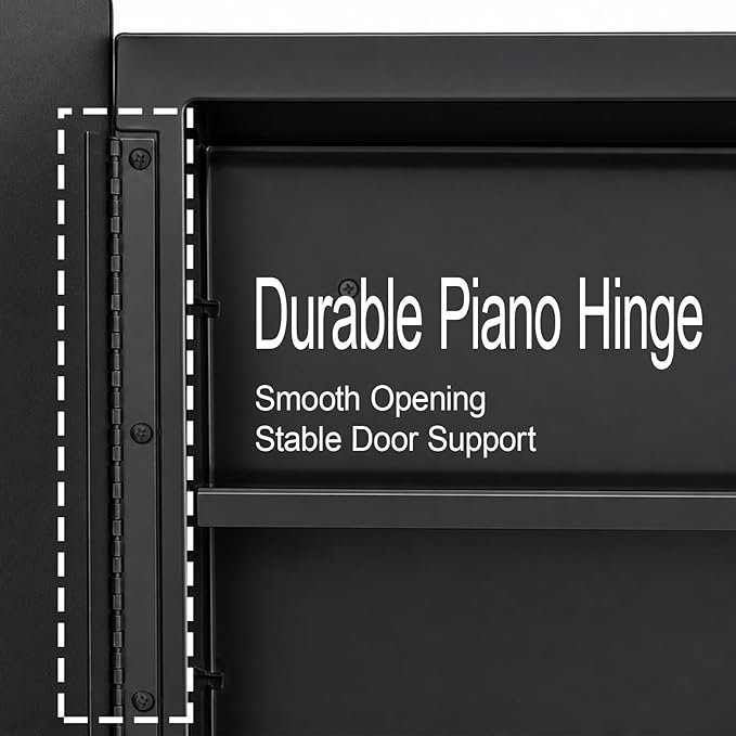 Fundin Black Plastic Medicine Cabinet, Mirror Door with Round Corner Metal Frame, Recessed and Surface Mount Bathroom Wall Medicine Cabinet, 16 x 28 inch Mirror Size
