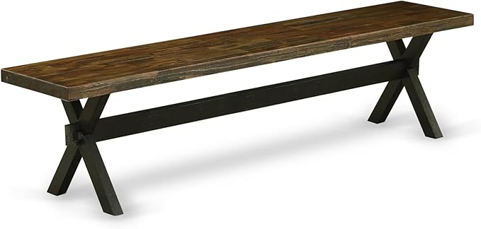 East West Furniture XB677 X-Style Modern Dining Bench with Wood Seat, 72x15x18 Inch, Multi-Color