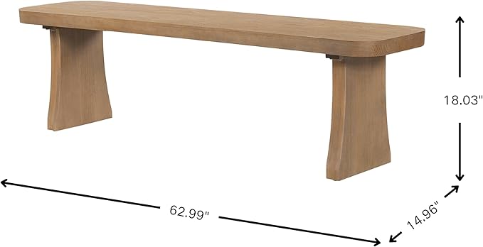 Merax 62.9" Solid Pine Dining Bench with Flared Legs – Rustic Wood Entryway & Dining Seating for 3 Adults, Heavy Duty 350lbs Capacity, Natural Finish for Farmhouse, Modern & Coastal Homes, Pine Wood