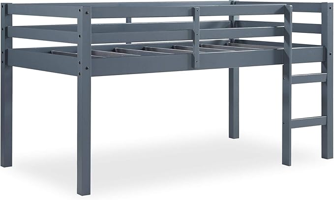 DHP Milton Twin Loft Bed, Space Saving Design, Solid Pine Wood, White Finish