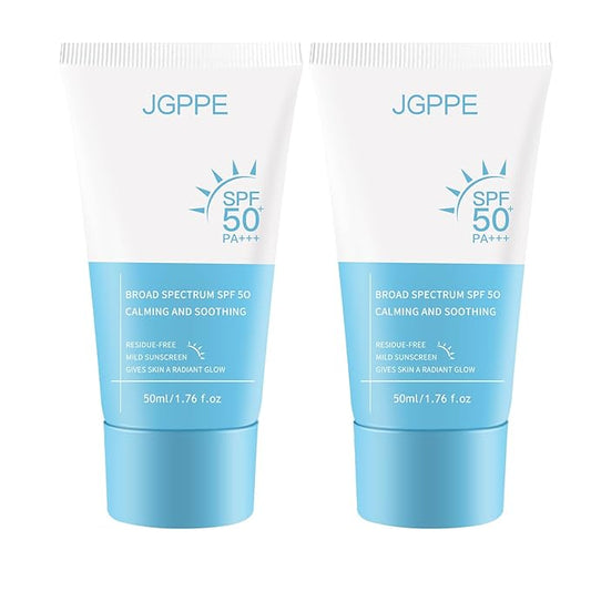 Heartleaf Korean Sunscreen for Face SPF 50+, Silky Moisture Tinted Sun Essence, Broad Spectrum UVA/UVB Protection, Lightweight & Non-Greasy, No White Cast, 50ml (2PC)
