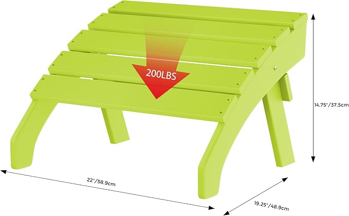 Costaelm Adirondack Chair Footrest, Patio Footstool, Ottoman Outdoor Foot Rest for Patio Waterproof, Adirondack Ottoman Patio Footstool, Lime