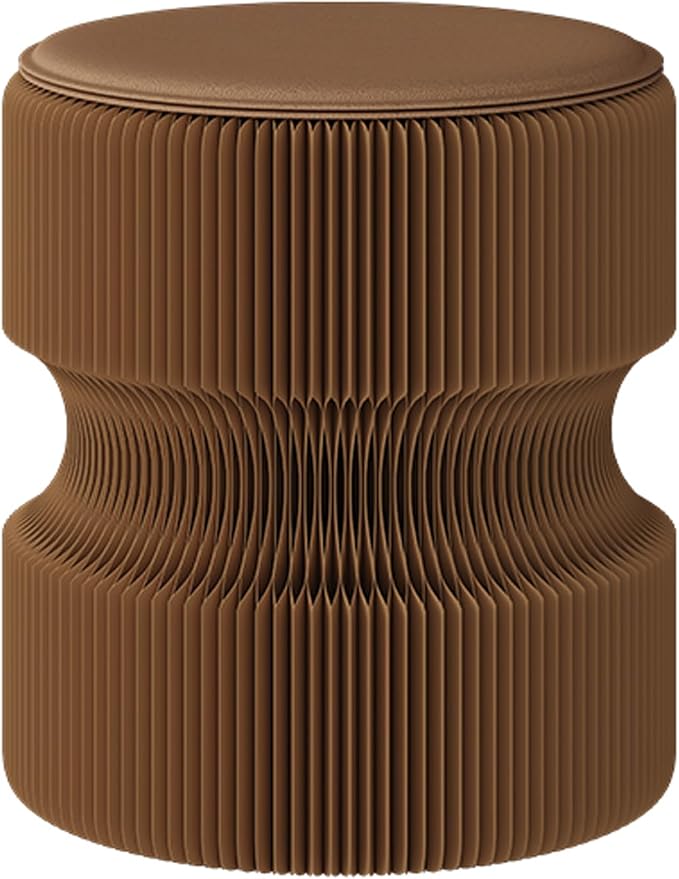Folding Stool, 660lb Load Capacity Foldable Paper Stool - 15.7 Inch Modern Minimalist Stool for Living Room, Eco-Friendly Kraft Paper Honeycomb Design, Folds Flat to 1.2 Inch (brown A, 15.7in)