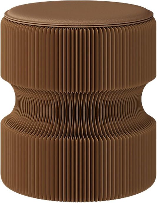 Folding Stool, 660lb Load Capacity Foldable Paper Stool - 15.7 Inch Modern Minimalist Stool for Living Room, Eco-Friendly Kraft Paper Honeycomb Design, Folds Flat to 1.2 Inch (brown A, 15.7in)