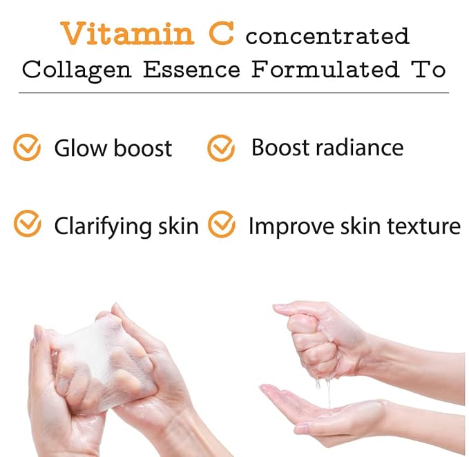 Vitamin C Collagen Firming Essence Face Mask Beauty Facial Mask Sheet Mask Korea Skin Care Premium Quality (8 pack)