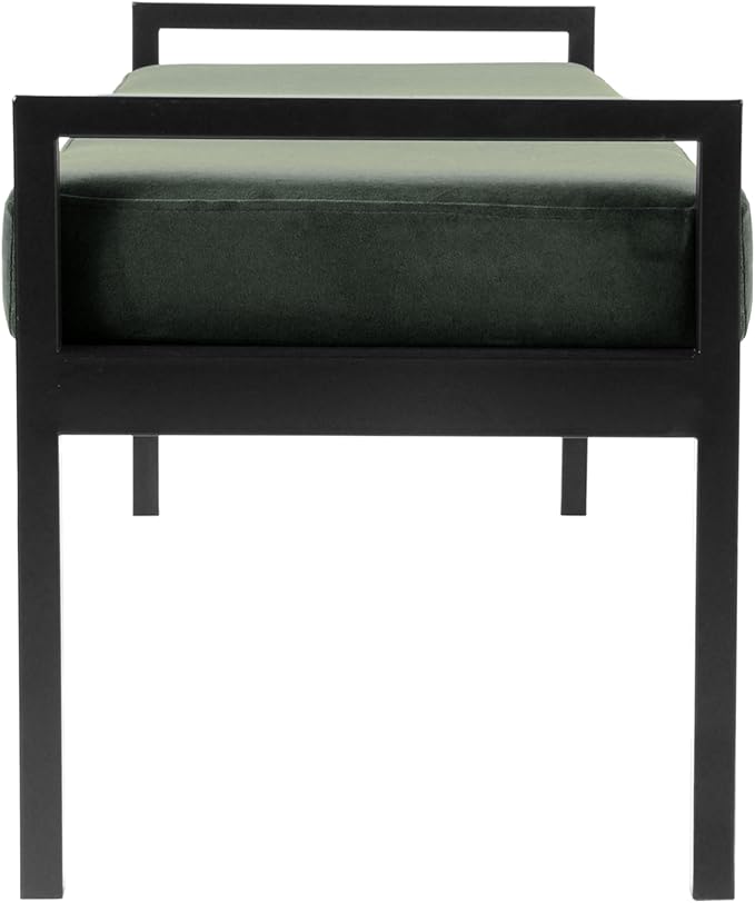 HomePop Modern Velvet Metal Bench| Modern Bench with Metal Leg | Bench for Living Room & Bedroom | Decorative Home Furniture - Loden Green Velvet