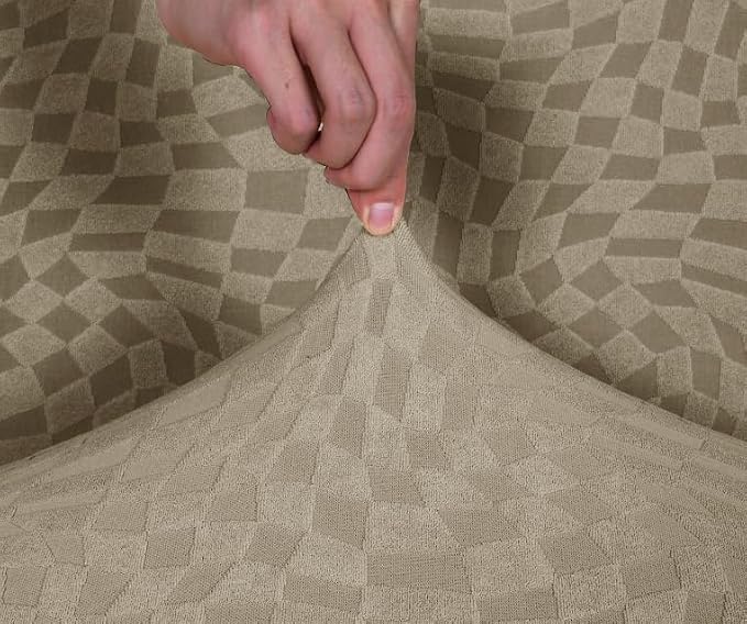 ZNSAYOTX 2026 Rectangle Ottoman Cover (L:57"-75") Super Stretch Soft Footrest Slipcover Form Fit, Universal Folding Foot Stool Covers with Non-Slip Elastic Band, Fashion Jacquard Texture, Khaki