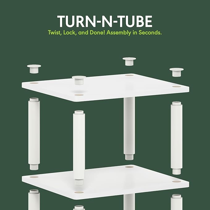 Furinno Just Turn-N-Tube Open Storage Nightstand, 1 Pack, 3-Tier, White/White
