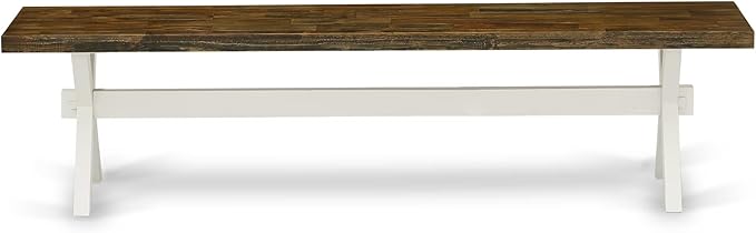 East West Furniture XB077 X-Style Modern Dining Bench with Wooden Seat, 72x15x18 Inch, Multi-Color