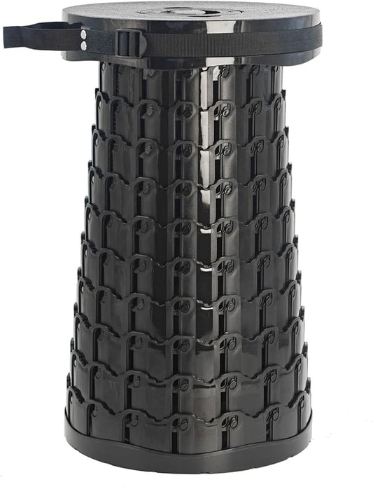 XXL Black Collapsible Stool, 19.7" Tall, 1000lbs Max Weight, Wider & Taller Pop Up Seat, Heavy Duty Portable Retractable Folding Chair, Gift for Camping & Outdoors