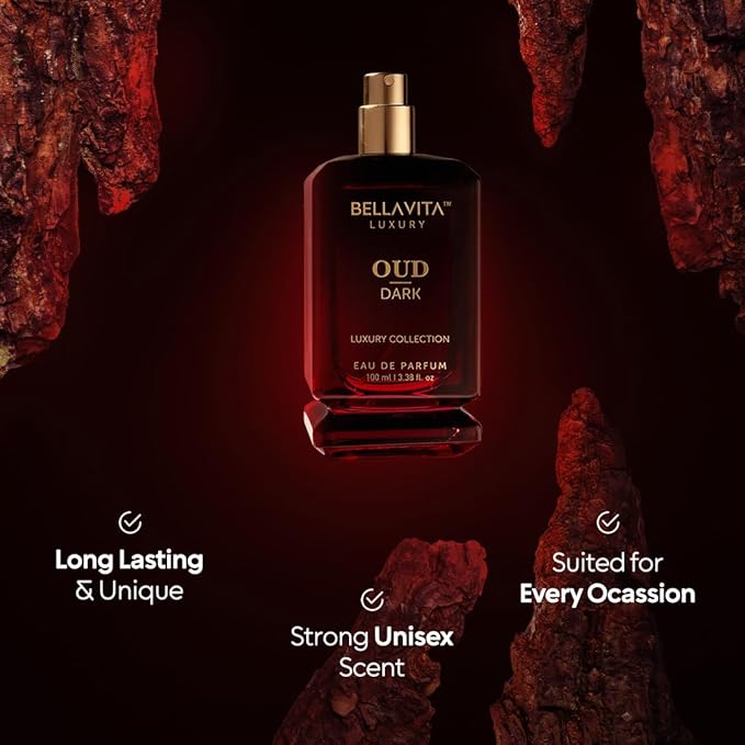 BellaVita Luxury OUD Dark Eau De Parfum (100ml) Unisex | Intense Arabian Perfume | Infused with Citrus, Grapefruit, Floral, Vetiver, Orris, Musky OUD | Arabic Dark Perfume for Women & Men