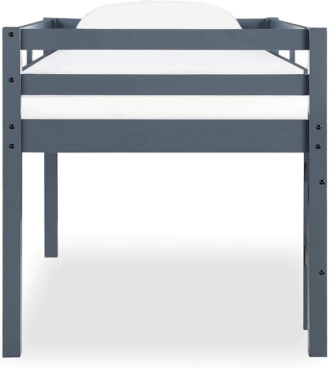 DHP Milton Twin Loft Bed, Space Saving Design, Solid Pine Wood, White Finish