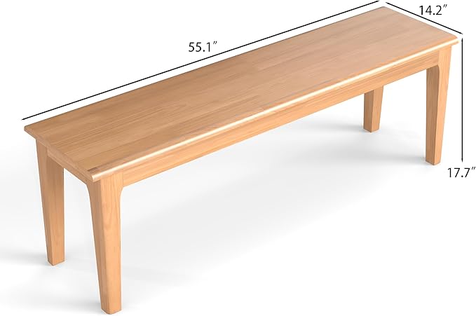 Dining Bench 55.1" Wood Solid Oak Wooden Bed End/Entryway Bench for Bedroom Living Room Kitchen(Nature)