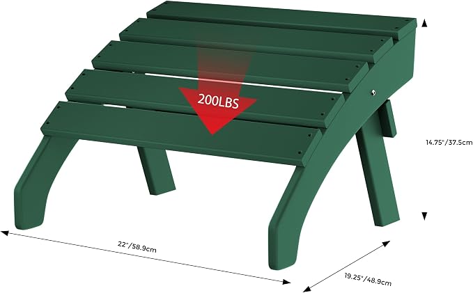 Costaelm Adirondack Chair Footrest, Patio Footstool, Ottoman Outdoor Foot Rest for Patio Waterproof, Adirondack Ottoman Patio Footstool, Dark Green