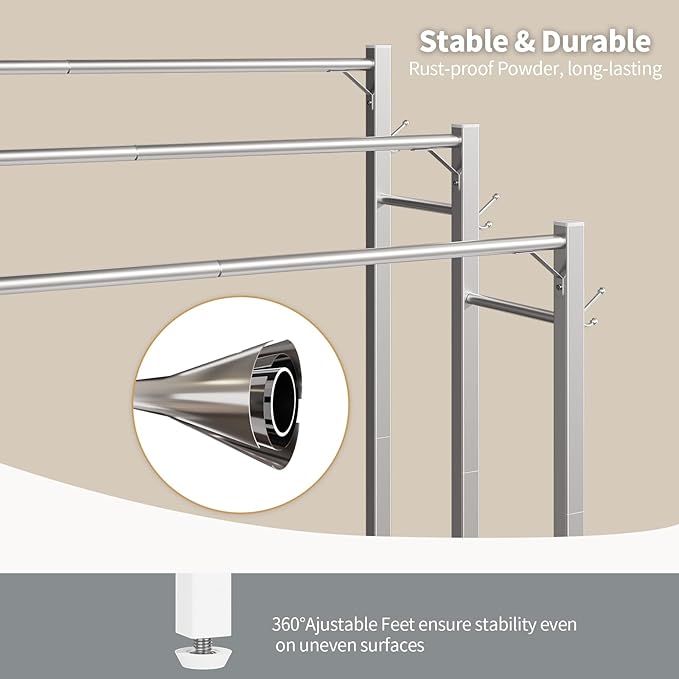 HavenlyYouth Free Standing Towel Rack for Bathroom, 3 Tier Blanket Drying Holder for Outside, Pool Towel Rack with Metal Shelf for Display and Storage, 35.8" H x 31.5" L x 11.8" W, Satin Nickel