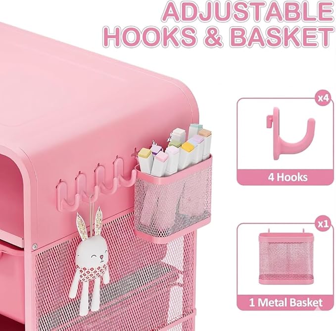 SYKIARIOL Pink Nightstand, Cute End Table with Storage Drawer, Kids Nightstand for Bedroom Furniture, Bedside Table Small Desk Coffee Table for Living Room, Dorm, Office
