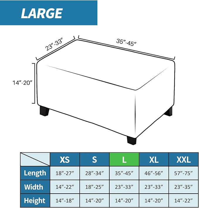 ZNSAYOTX 2026 Rectangle Ottoman Cover (L:35"-45") Super Stretch Soft Footrest Slipcover Form Fit, Universal Folding Foot Stool Covers with Non-Slip Elastic Band, Fashion Jacquard Texture, Light Grey