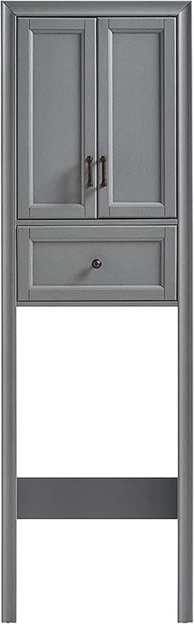 Crosley Furniture Tara Over The Toilet Storage Cabinet and Bathroom Organizer with a Drawer and Shelves, Vintage Gray